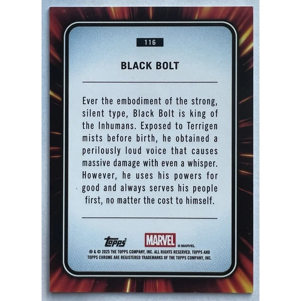 2025 Topps Chrome Marvel Black Bolt Purple Cosmic Refractor #116‎ /75